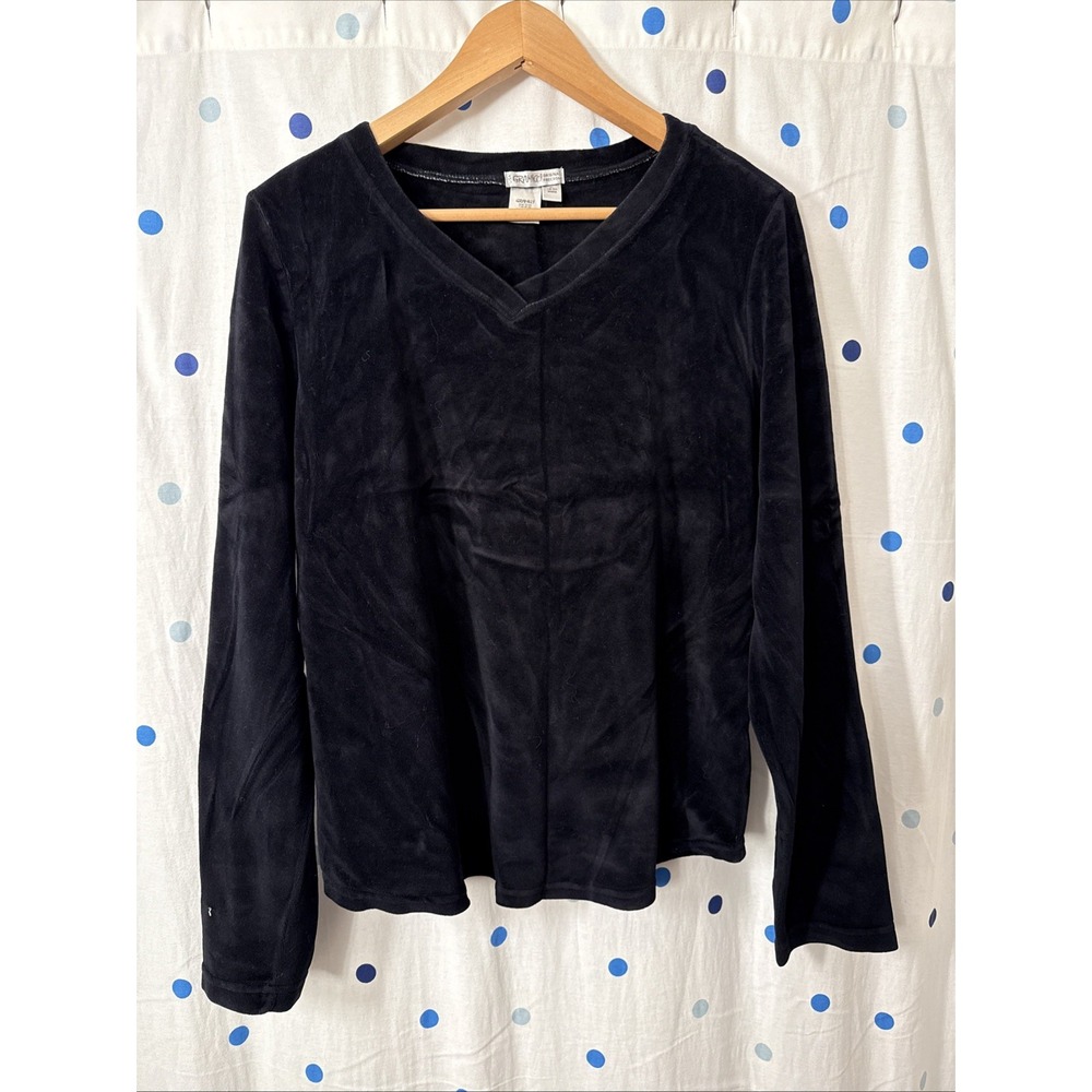Gramicci Original Freedom Shirt Women's XL (18-20) Black V Neck Long Sleeve
